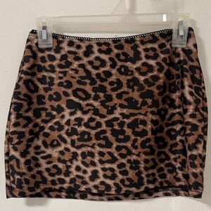 Leopard Print Brown Mini Skirt